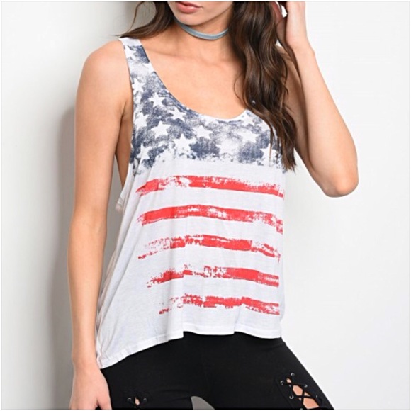 American Flag Graphic Racerback Tank Top Tee SML - Picture 6 of 6